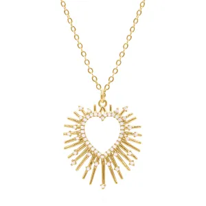 Cher Starburst Heart Pendant Necklace | 18k Gold Plated