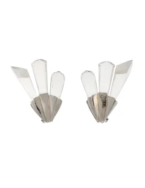Christian Dior Vintage Silver Faceted Clear Crystal Spike Earrings