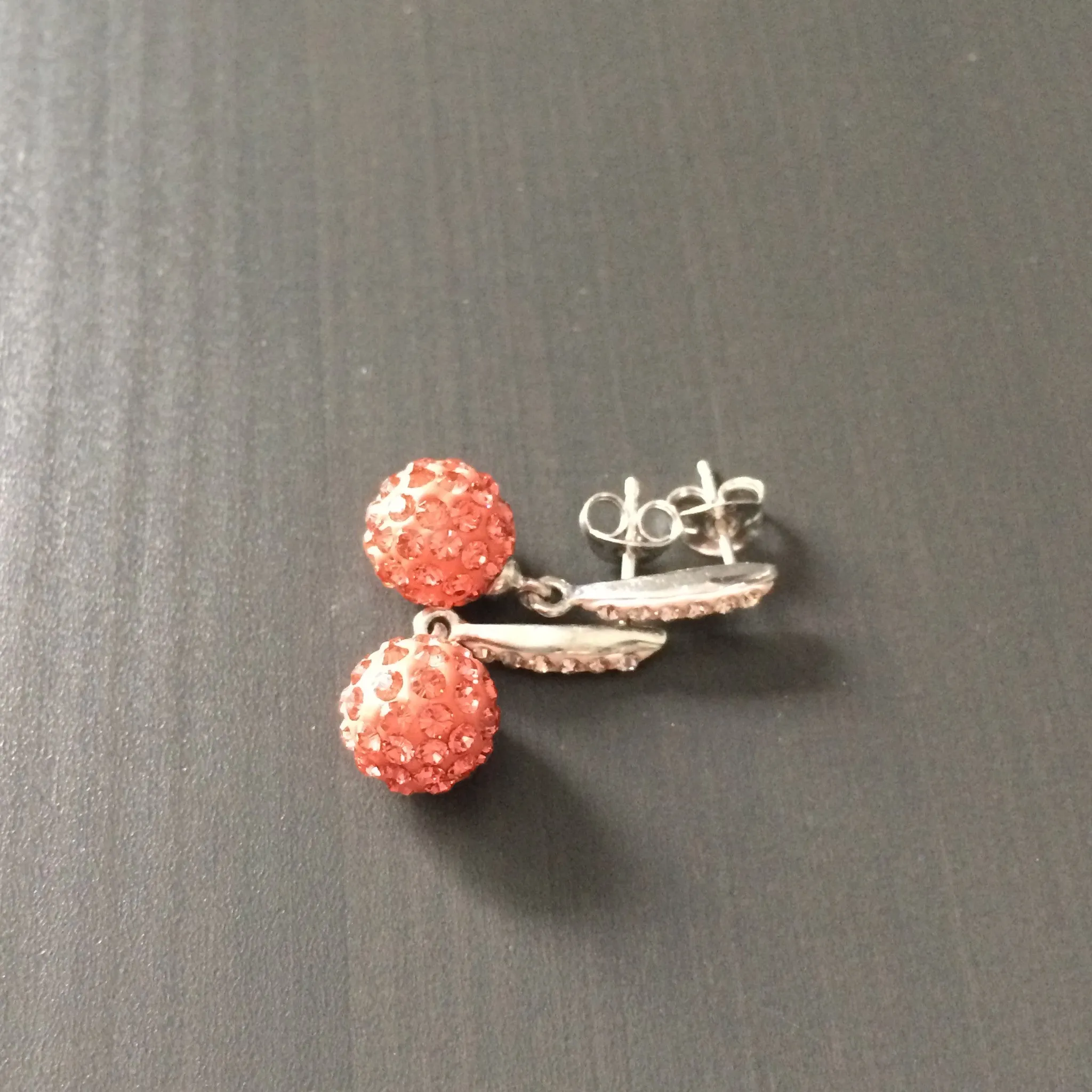 Coral Crystal Pave Dangle Earrings