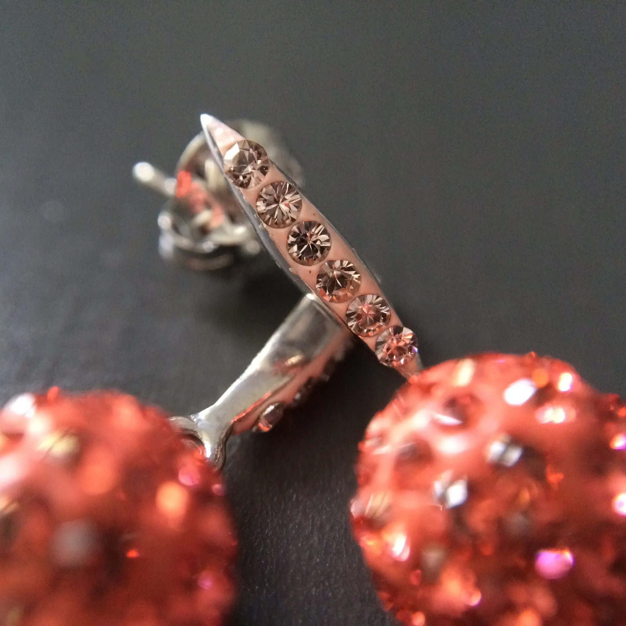 Coral Crystal Pave Dangle Earrings