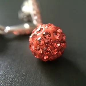 Coral Crystal Pave Dangle Earrings