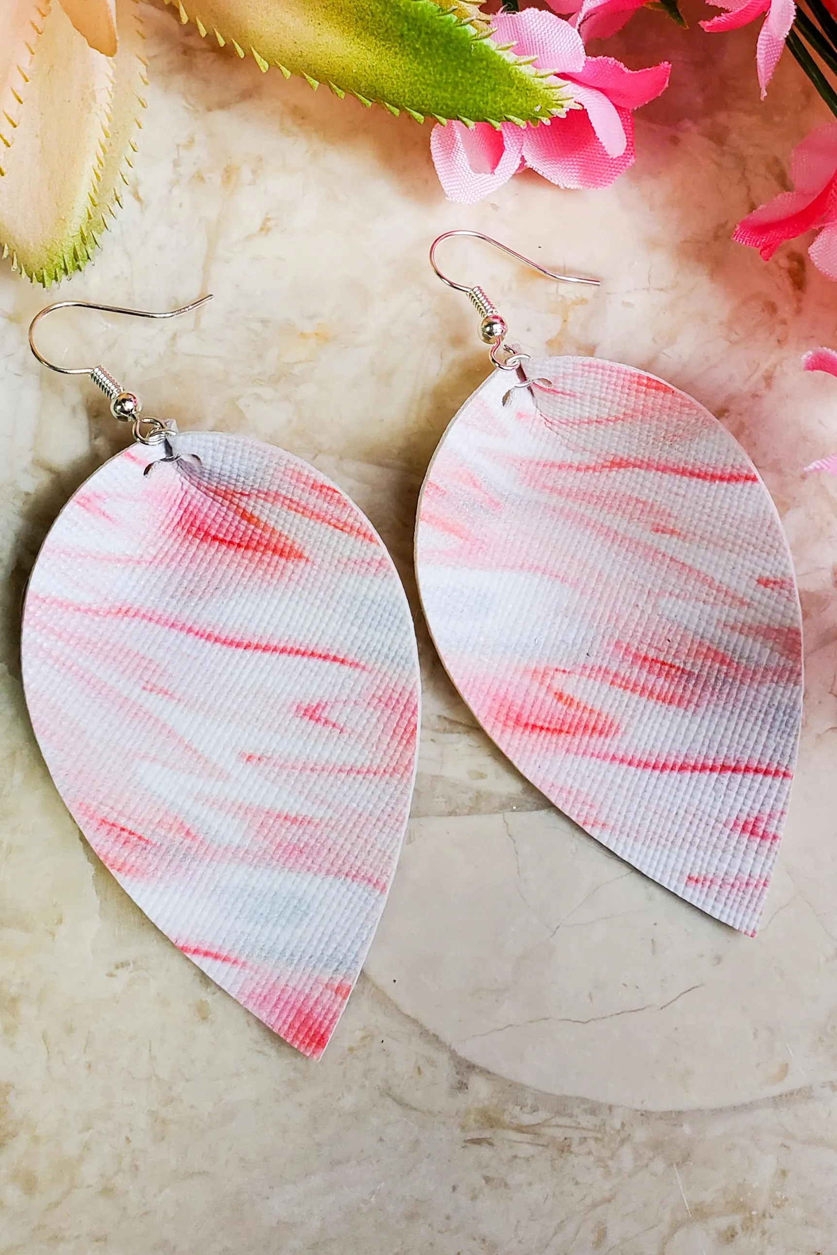 Coral Marble Petal Handcrafted22 Earrings P-021