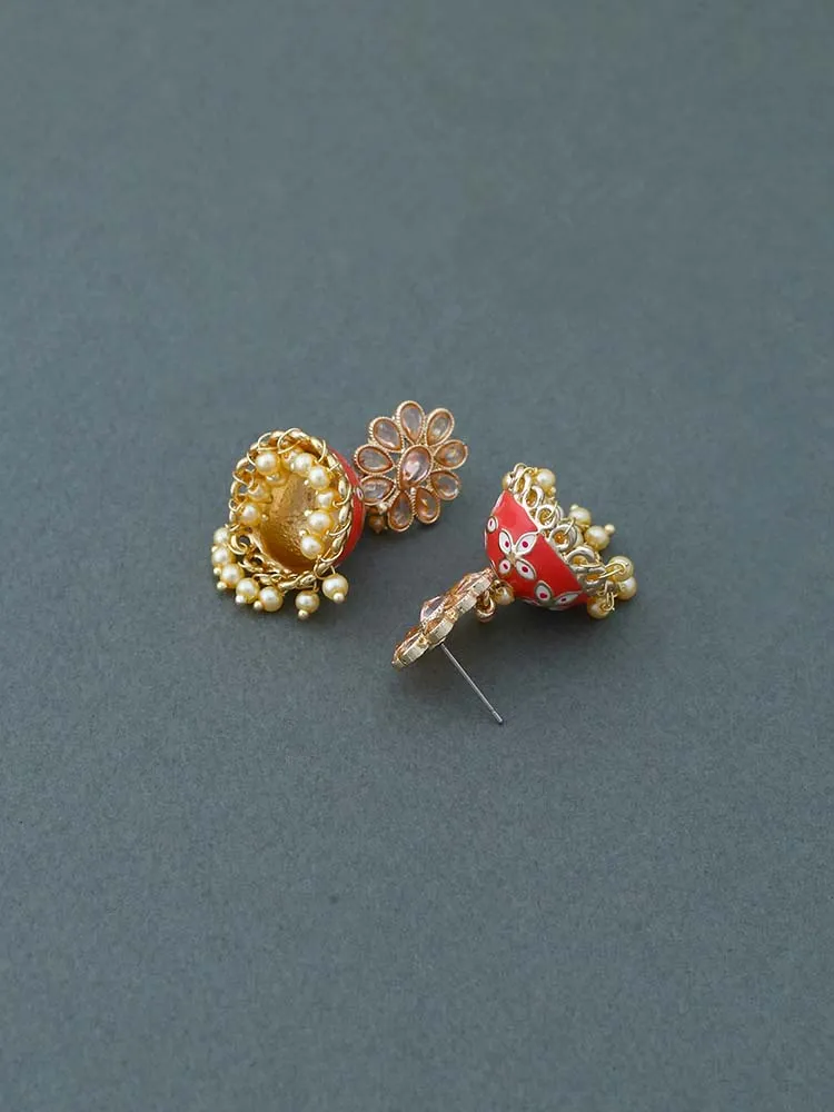 Coral Purna Jhumkis