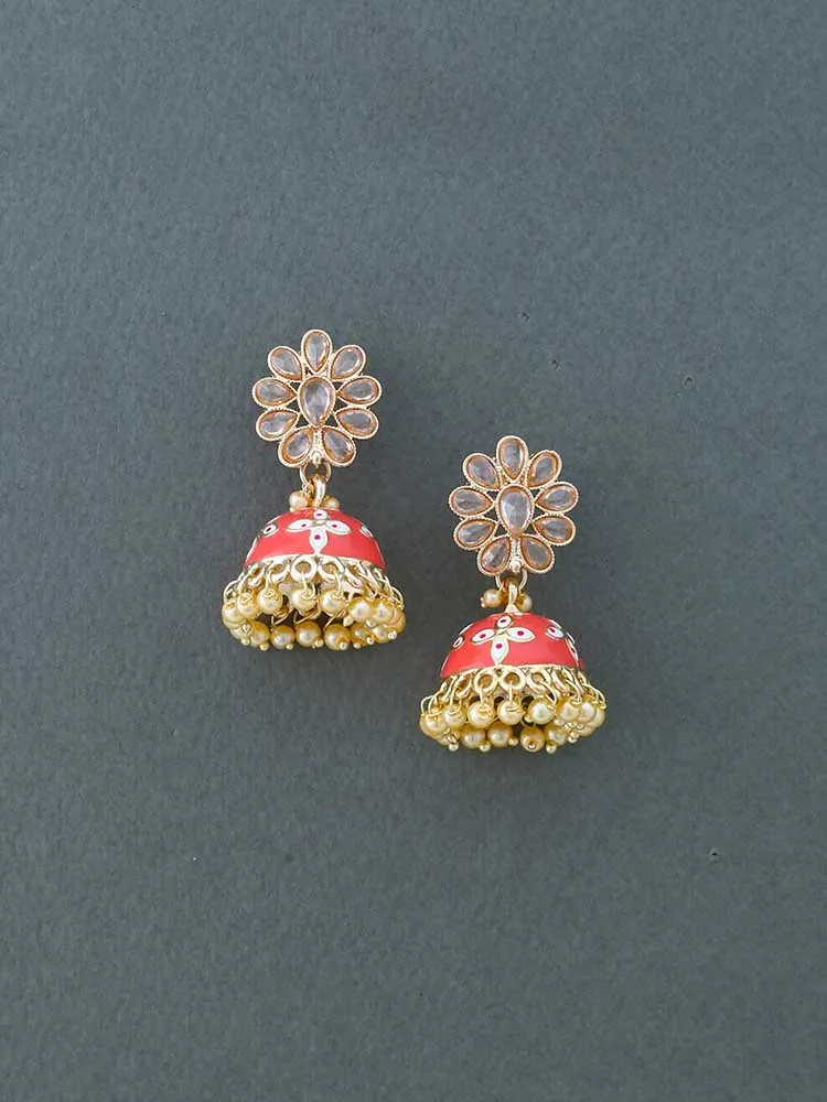 Coral Purna Jhumkis
