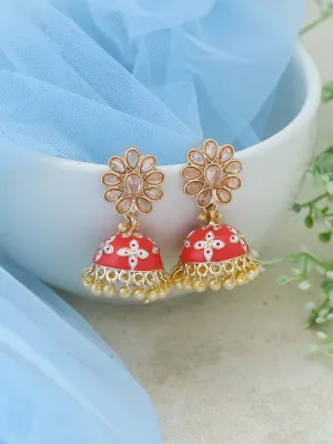 Coral Purna Jhumkis