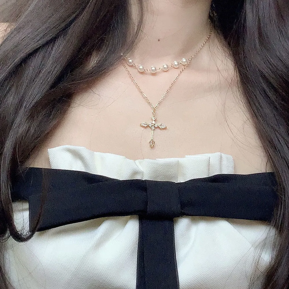 Cross Pearl Necklace