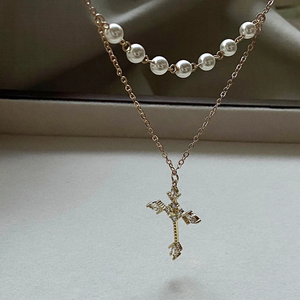 Cross Pearl Necklace