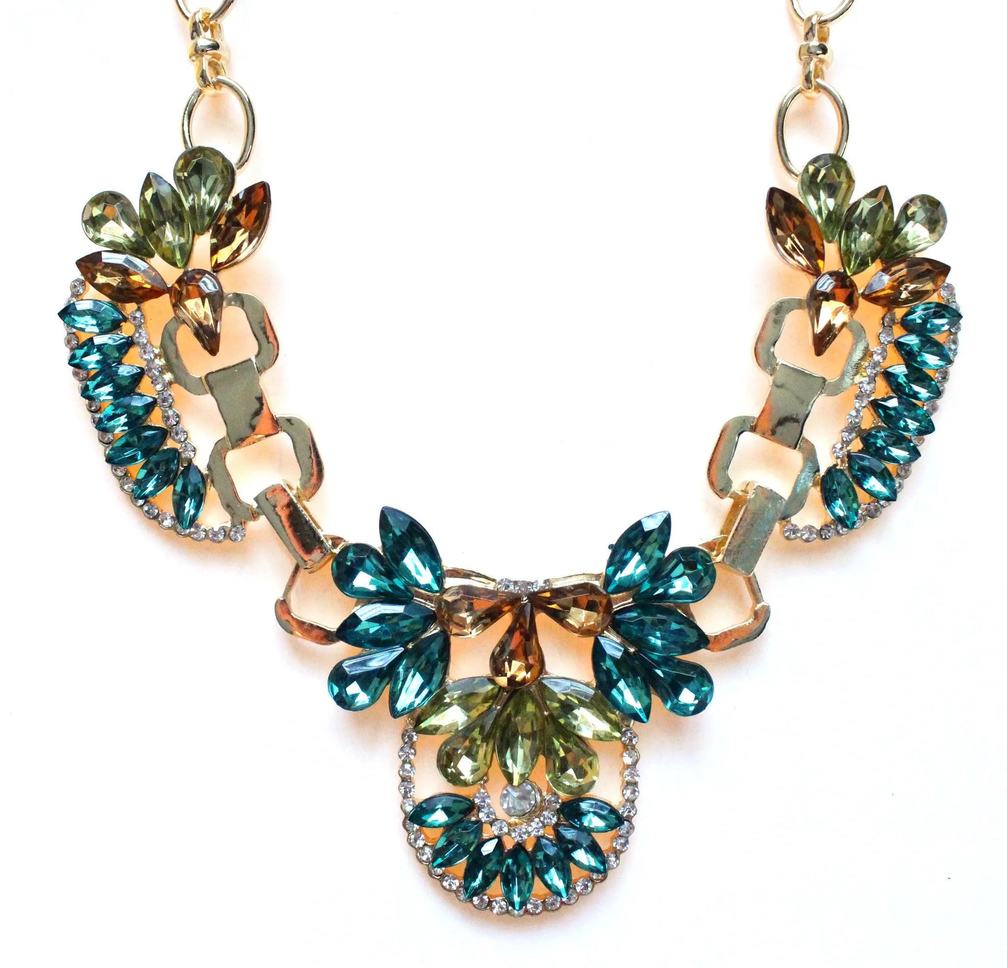 Crystal Icing Statement Necklace- Emerald