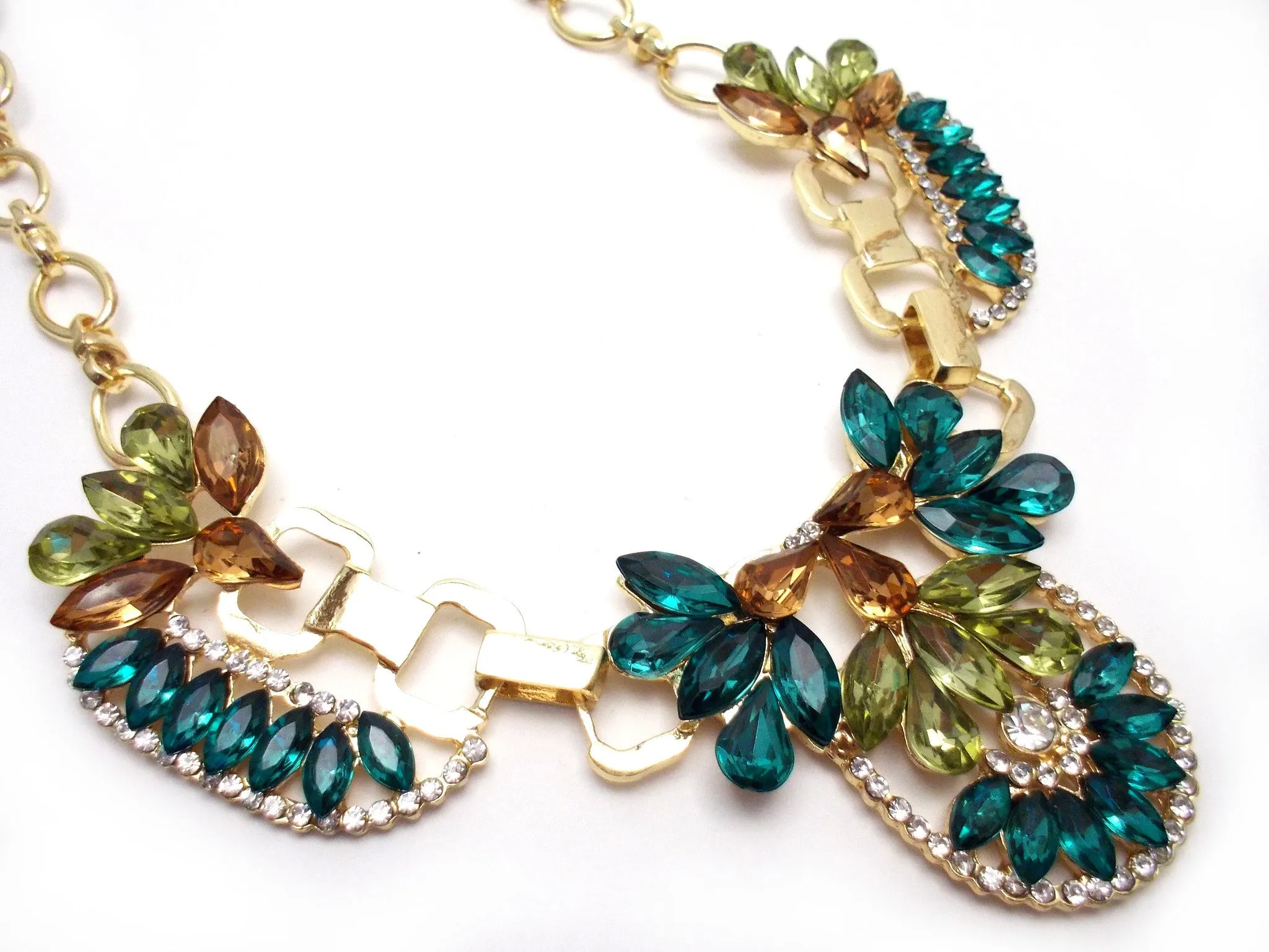 Crystal Icing Statement Necklace- Emerald