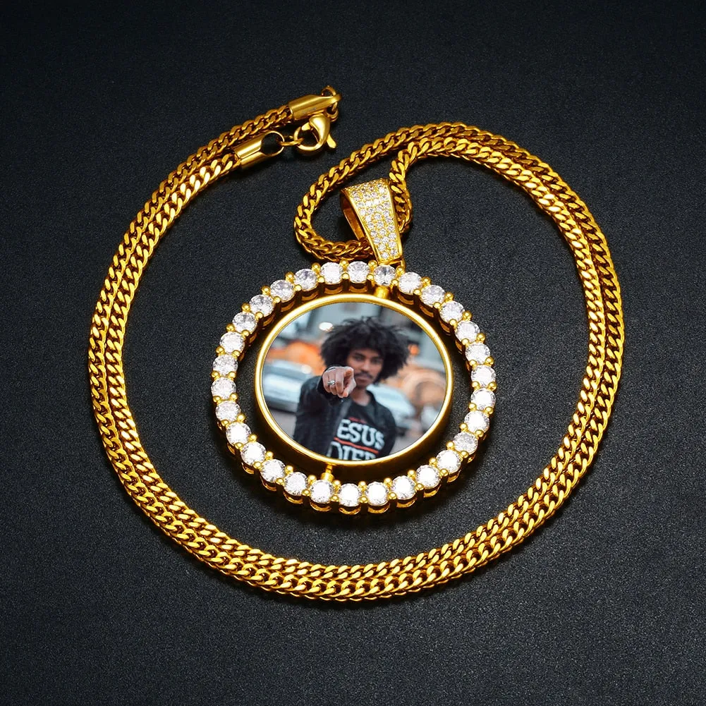 Custom Double Sided Photo Medallion Necklace