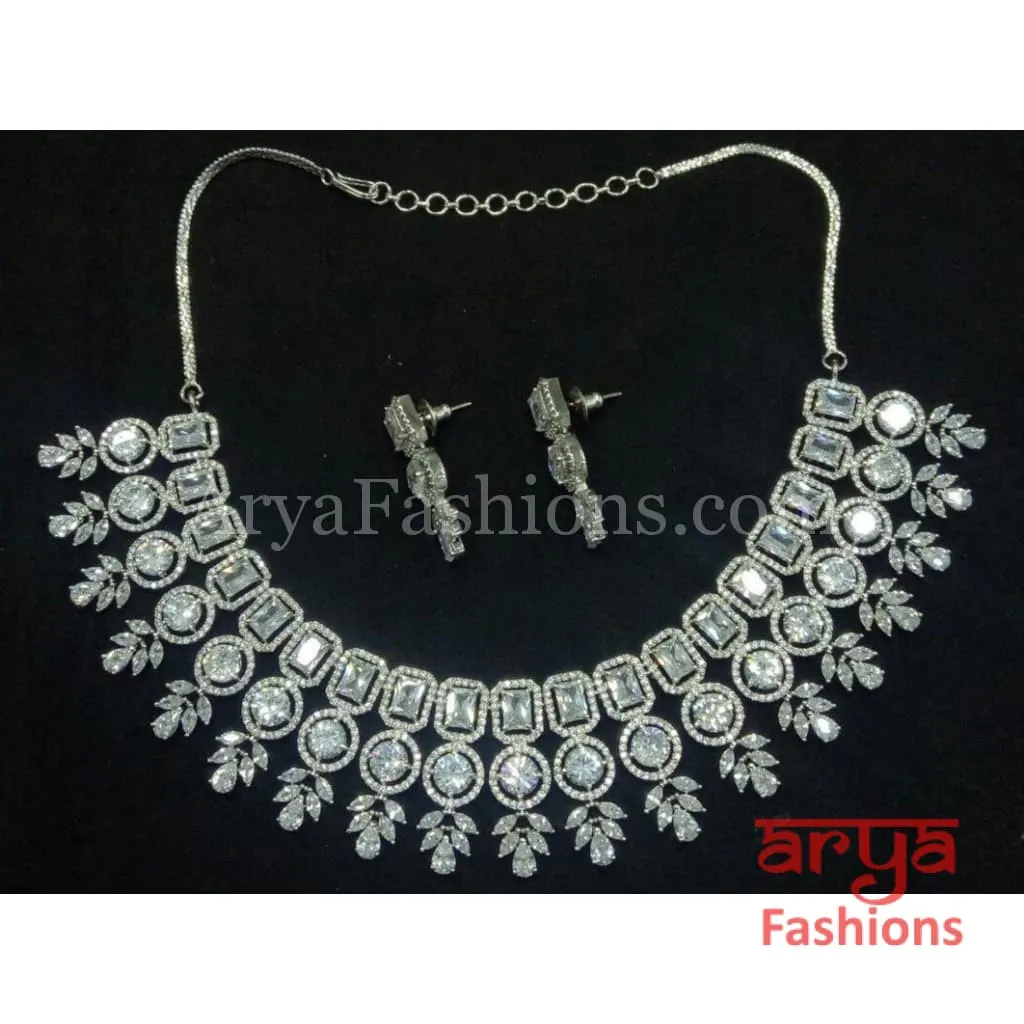 Dazzling Bridal Cubic Zirconia Necklace, CZ Wedding Necklace Set