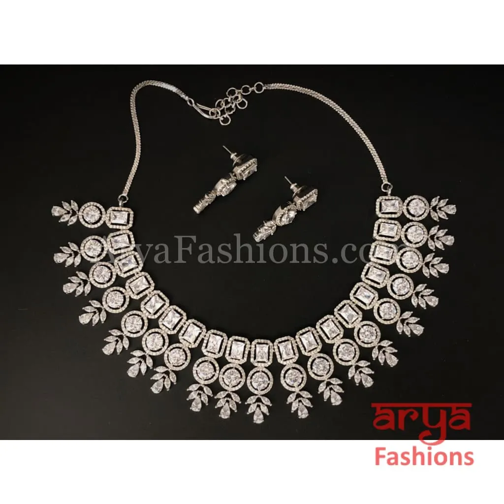 Dazzling Bridal Cubic Zirconia Necklace, CZ Wedding Necklace Set