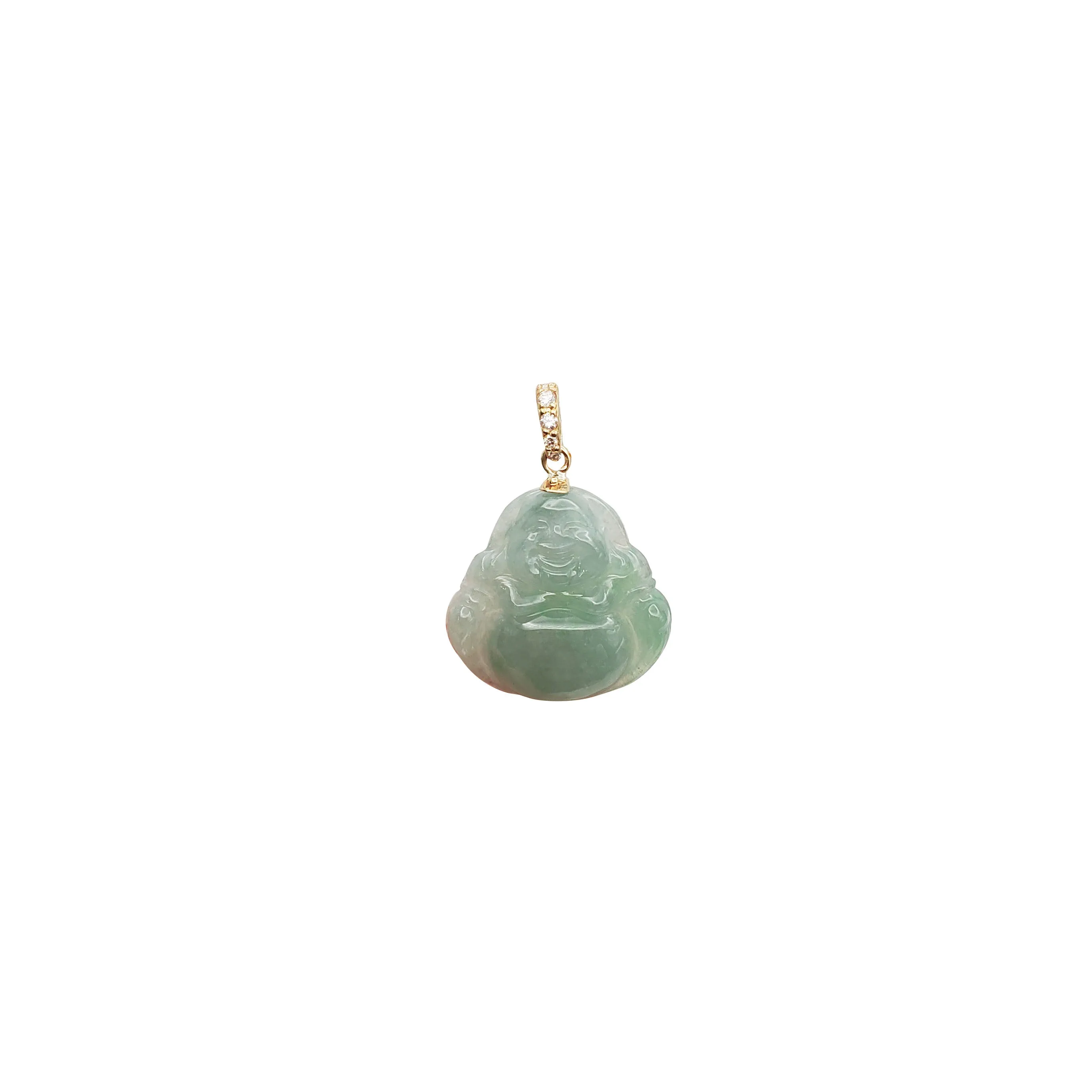 Diamond Dark Green Buddha Pendant (14K)