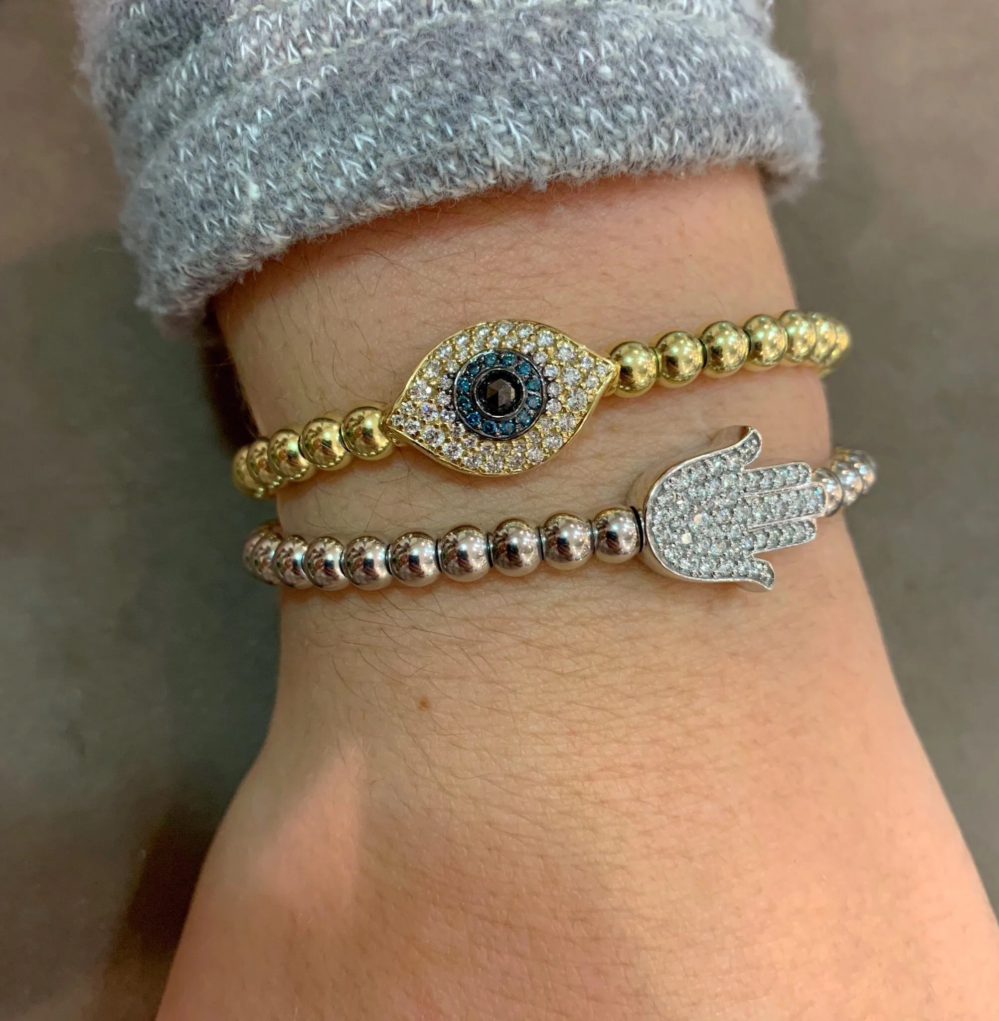 Diamond Hamsa Stretch Bracelet