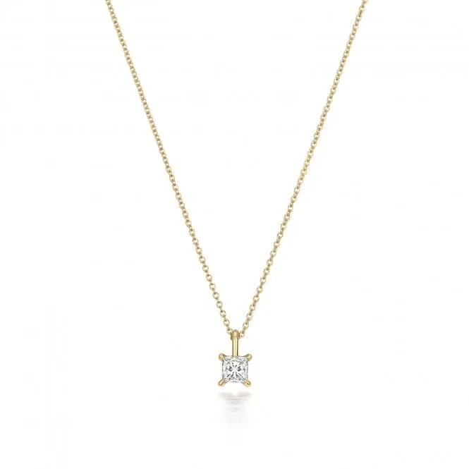 Diamond Jewellery 18ct Gold Diamond Princess Cut Necklace NDQ162