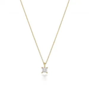Diamond Jewellery 18ct Gold Diamond Princess Cut Necklace NDQ162