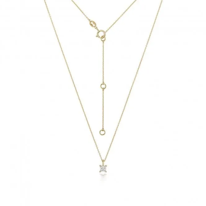 Diamond Jewellery 18ct Gold Diamond Princess Cut Necklace NDQ162