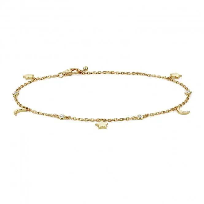 Diamond Jewellery 9ct Gold Diamond Star & Moon Bracelet BD034