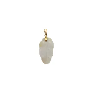 Diamond Leaf Jade Pendant (14K)