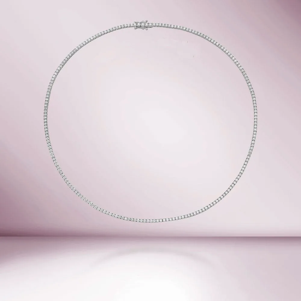 Diamond Tennis Necklace (5.50 ct.) 2.00 mm 4-Prongs Setting in 14K Gold, Made in Italy