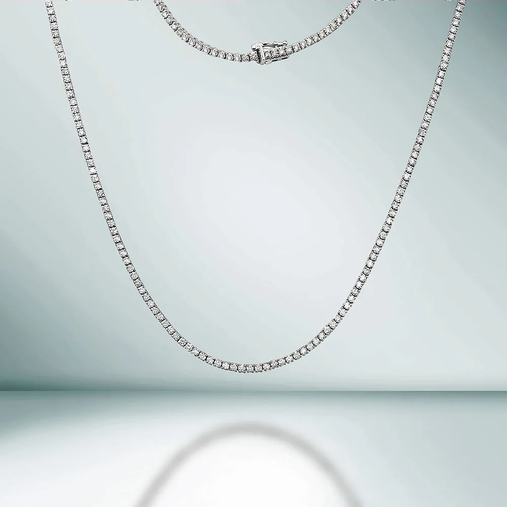Diamond Tennis Necklace (7.50 ct.) 2.2 mm 4-Prongs Setting in 14K Gold