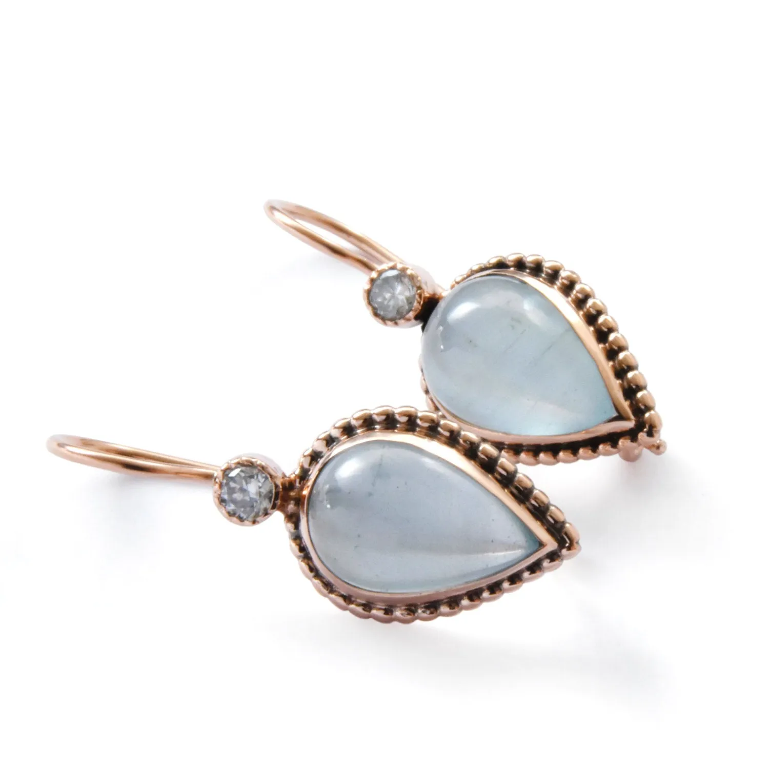 EG2215  Rose Gold Teardrop Earrings with Blue Quartz