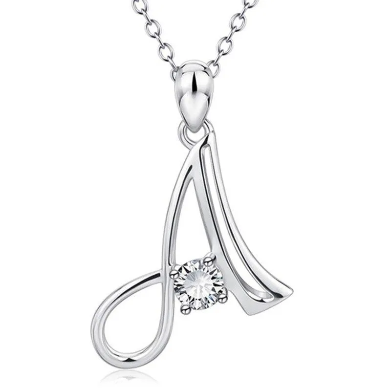 Elegant Rhinestone Letter Initial Personalized Pendant Necklace