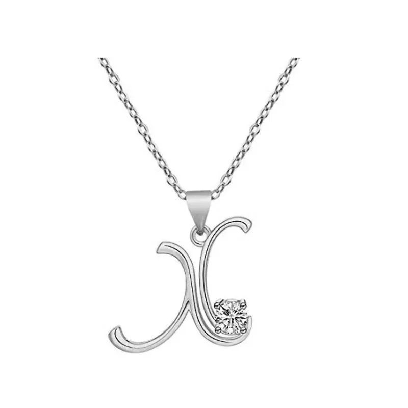 Elegant Rhinestone Letter Initial Personalized Pendant Necklace