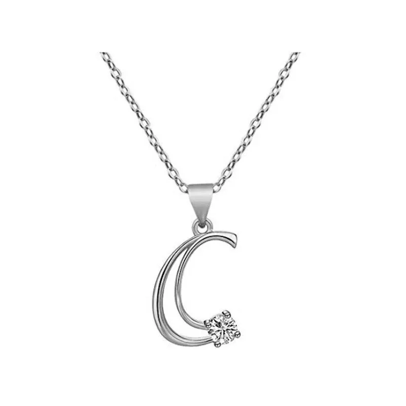 Elegant Rhinestone Letter Initial Personalized Pendant Necklace