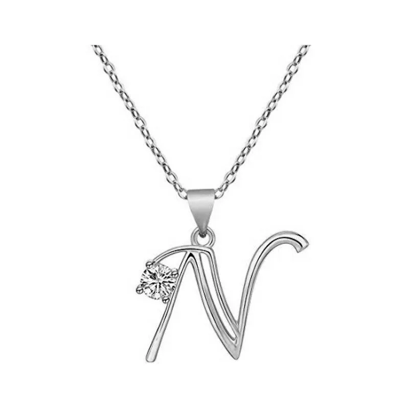 Elegant Rhinestone Letter Initial Personalized Pendant Necklace