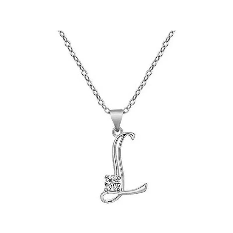 Elegant Rhinestone Letter Initial Personalized Pendant Necklace