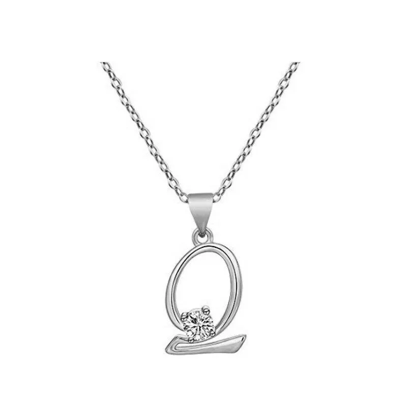 Elegant Rhinestone Letter Initial Personalized Pendant Necklace