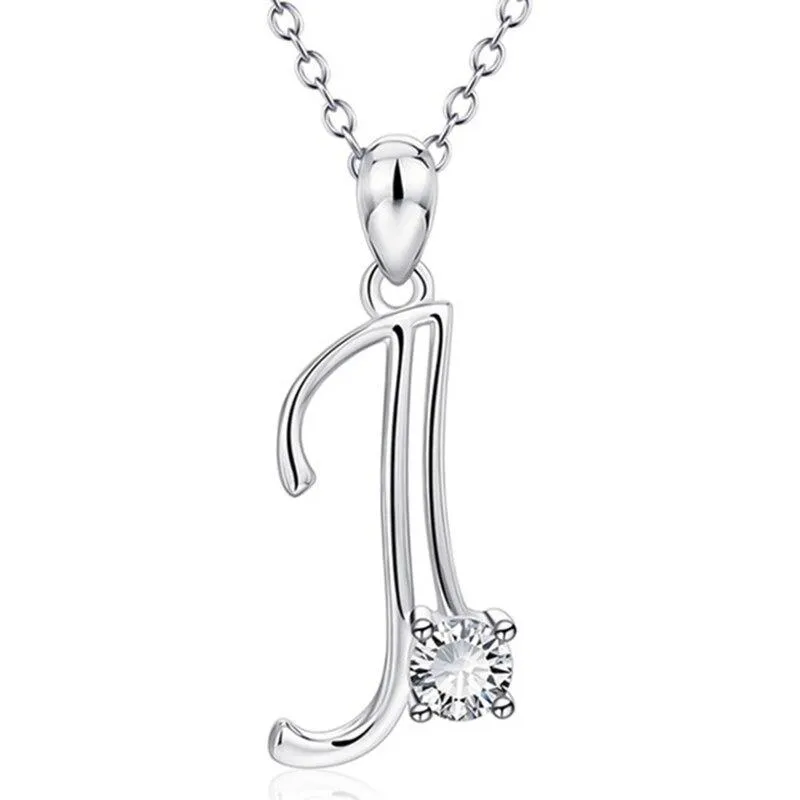 Elegant Rhinestone Letter Initial Personalized Pendant Necklace