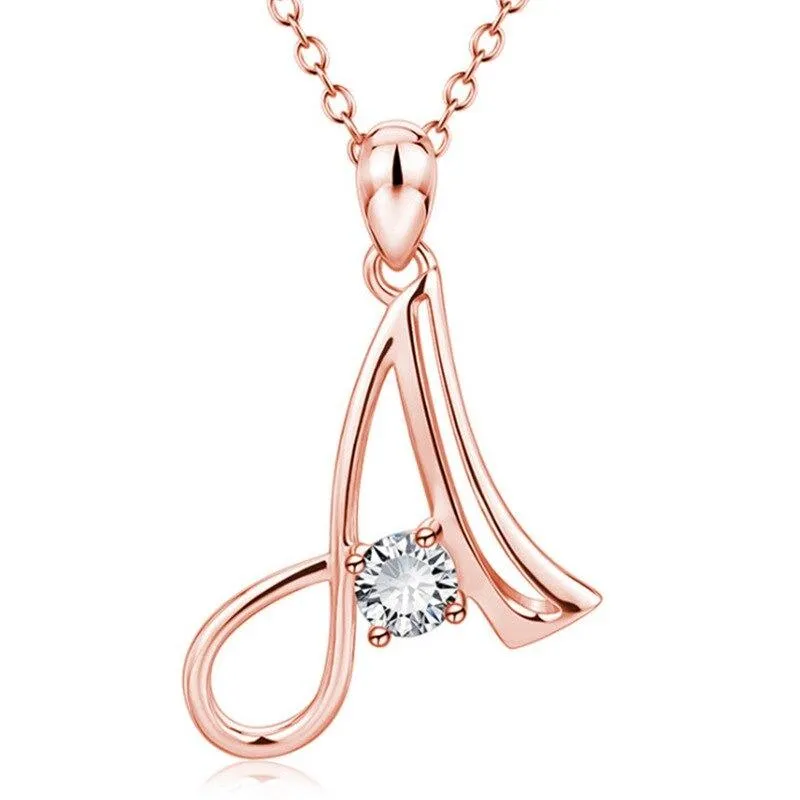 Elegant Rhinestone Letter Initial Personalized Pendant Necklace