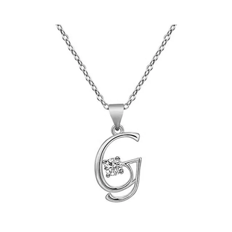 Elegant Rhinestone Letter Initial Personalized Pendant Necklace