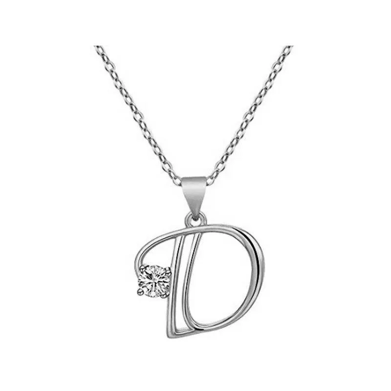 Elegant Rhinestone Letter Initial Personalized Pendant Necklace