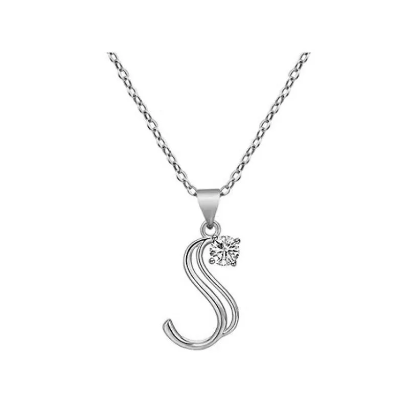 Elegant Rhinestone Letter Initial Personalized Pendant Necklace