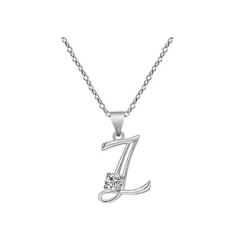 Elegant Rhinestone Letter Initial Personalized Pendant Necklace