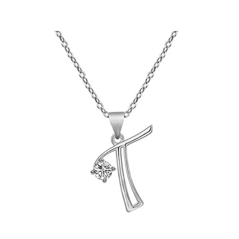 Elegant Rhinestone Letter Initial Personalized Pendant Necklace