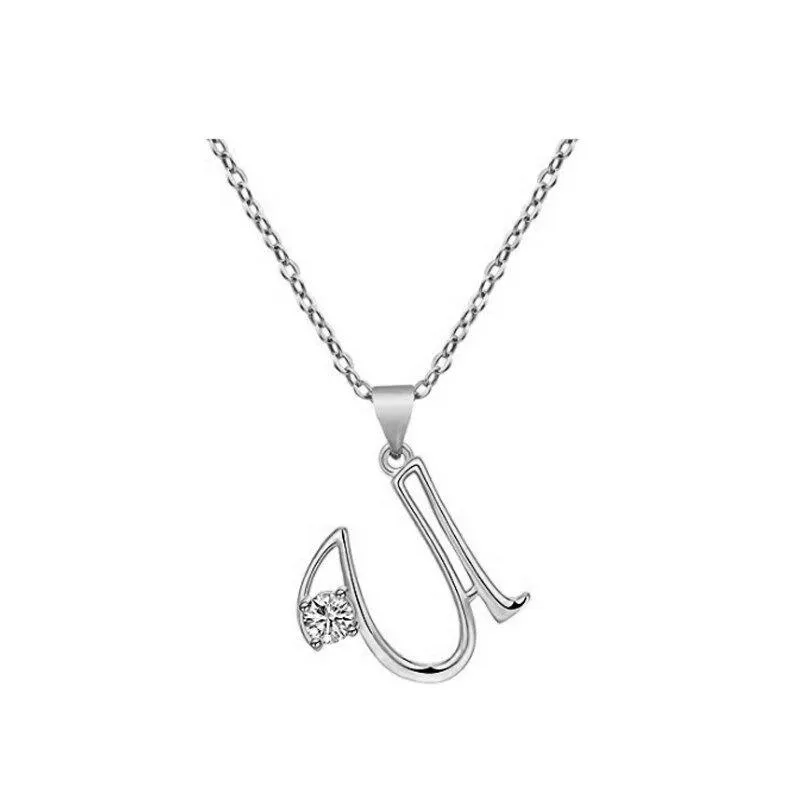 Elegant Rhinestone Letter Initial Personalized Pendant Necklace