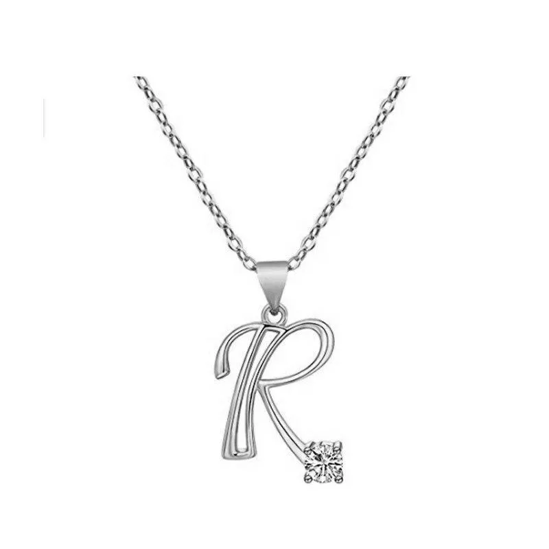 Elegant Rhinestone Letter Initial Personalized Pendant Necklace