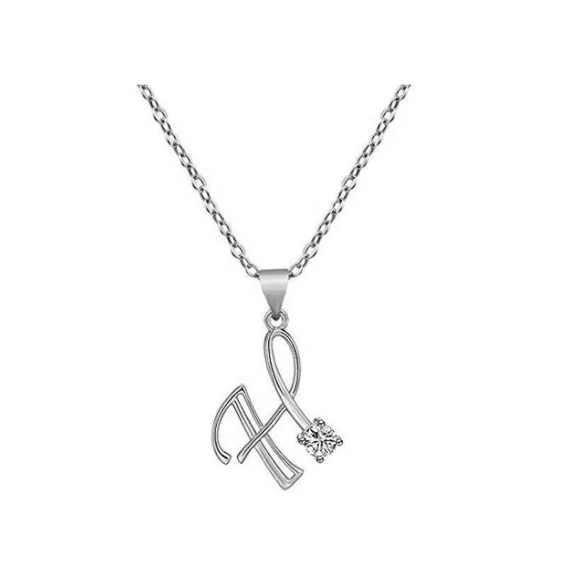 Elegant Rhinestone Letter Initial Personalized Pendant Necklace