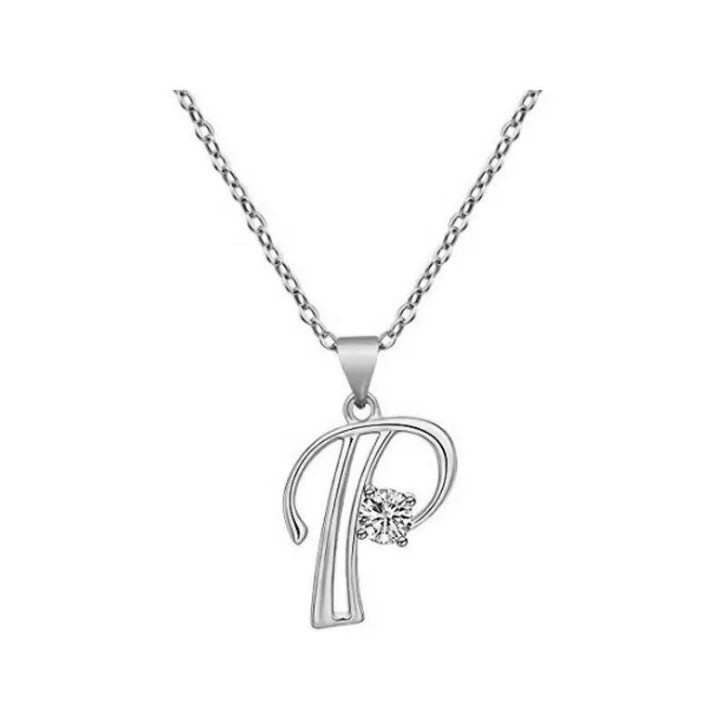 Elegant Rhinestone Letter Initial Personalized Pendant Necklace