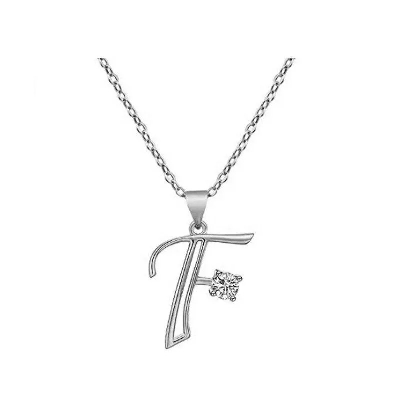 Elegant Rhinestone Letter Initial Personalized Pendant Necklace