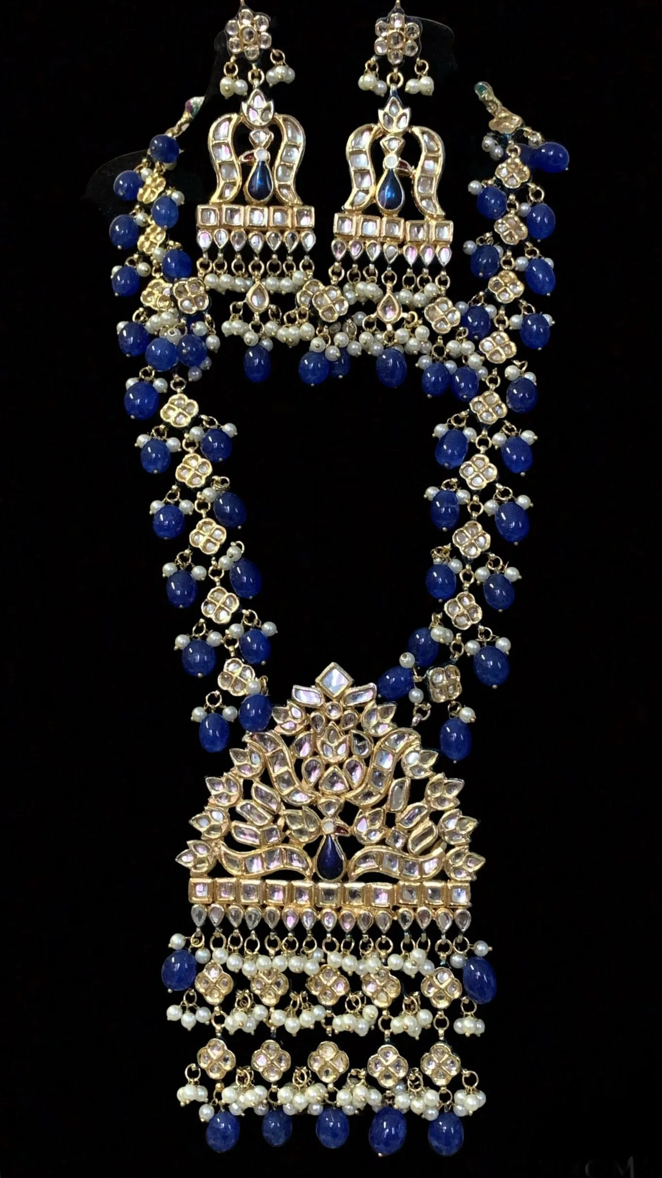 Ella rani haar in blue beads ( READY TO SHIP )