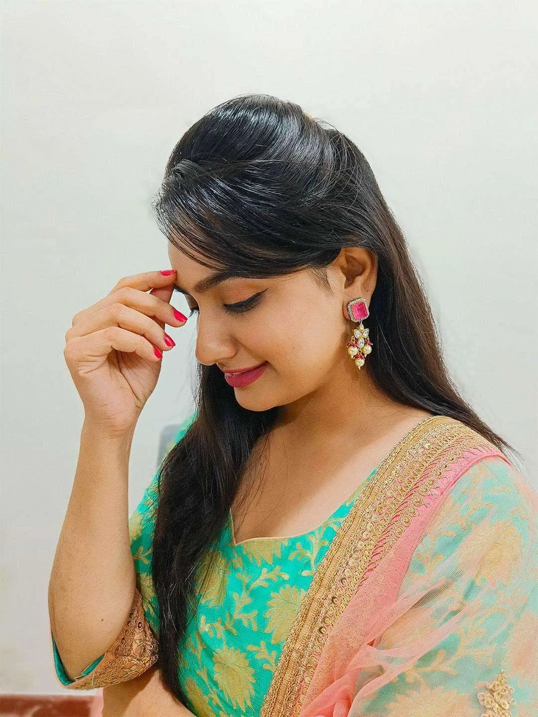 Embellished Ad Drop Earrings Light Green