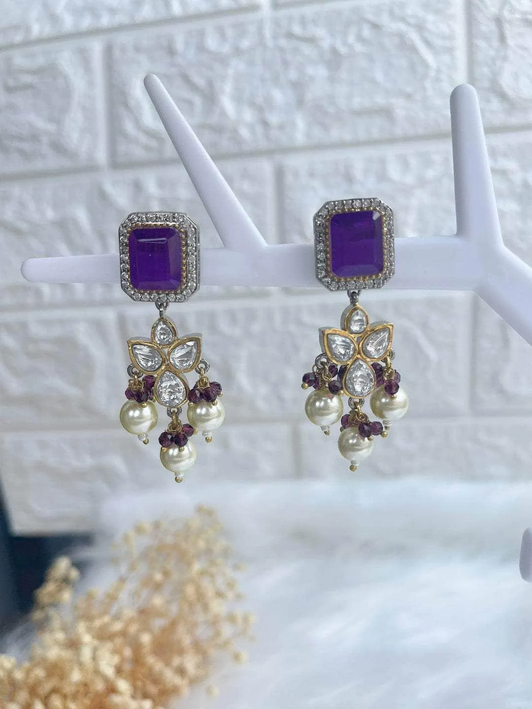 Embellished Ad Drop Earrings Light Green