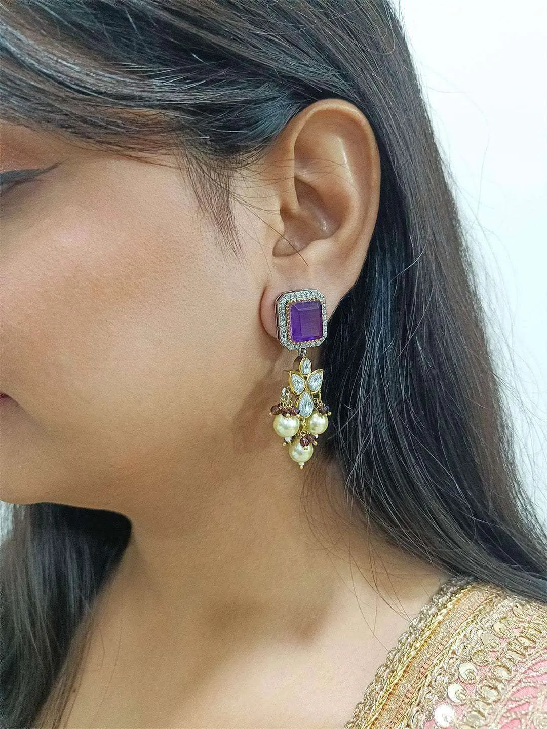 Embellished Ad Drop Earrings Light Green