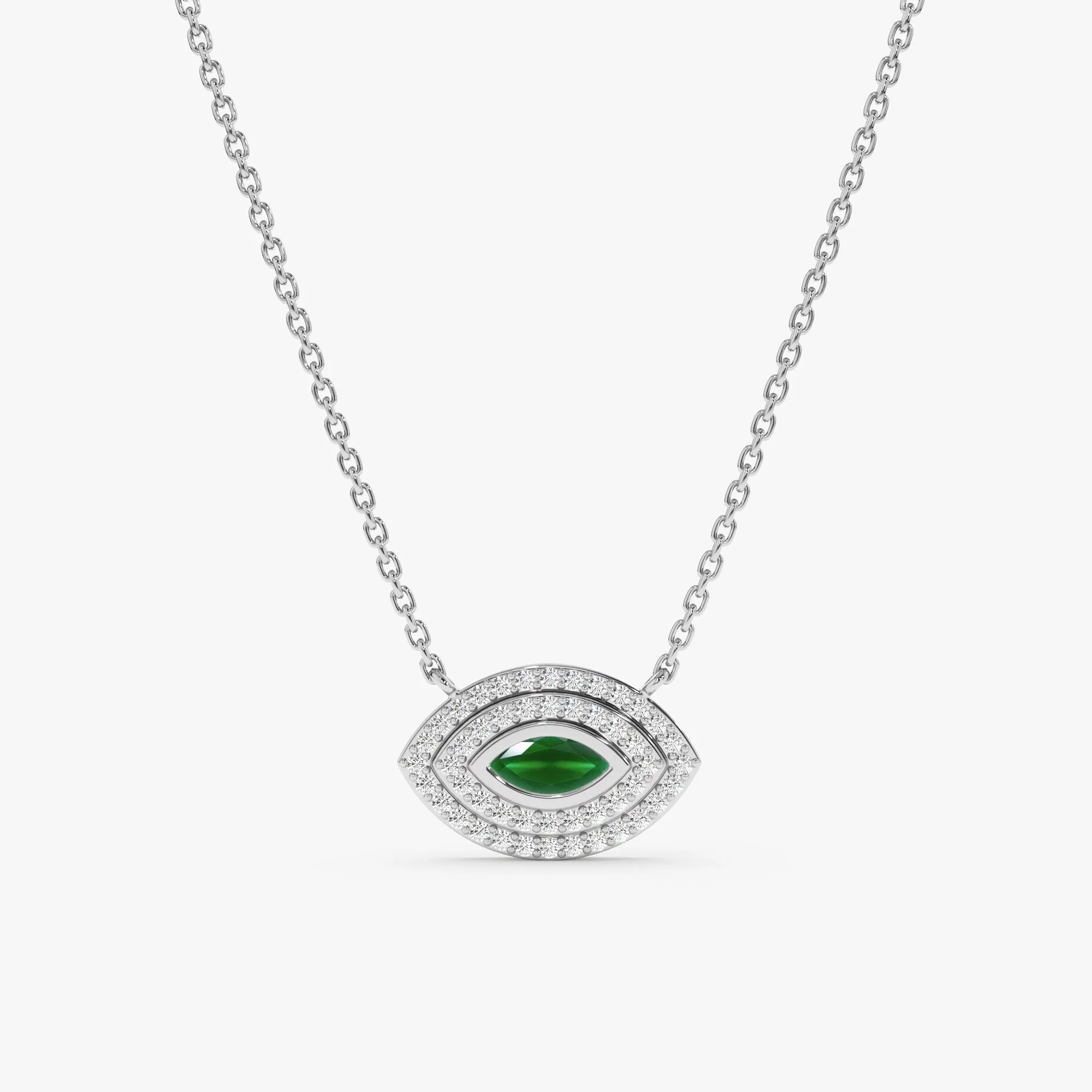 Emerald Diamond Eye Necklace, Gemma