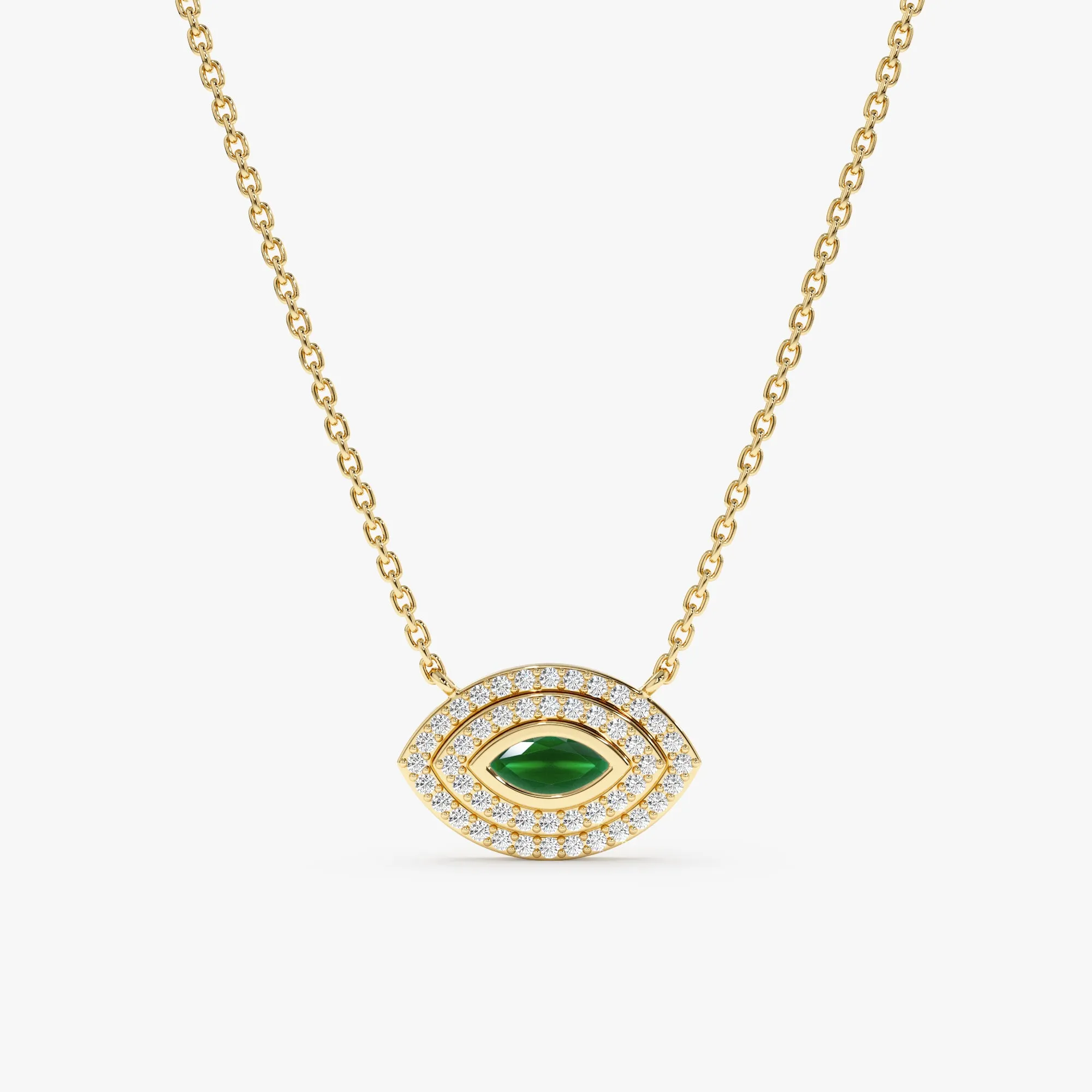 Emerald Diamond Eye Necklace, Gemma